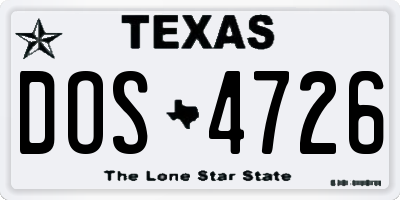 TX license plate DOS4726