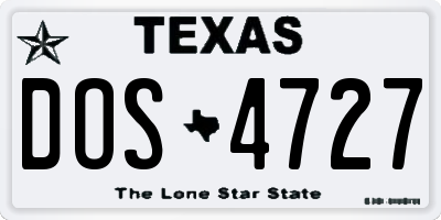 TX license plate DOS4727
