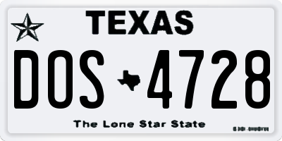 TX license plate DOS4728
