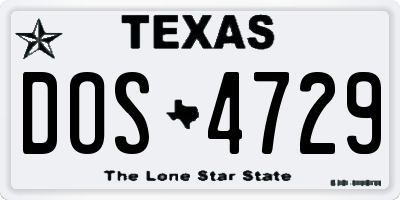 TX license plate DOS4729