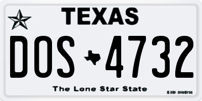 TX license plate DOS4732