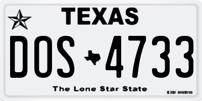TX license plate DOS4733