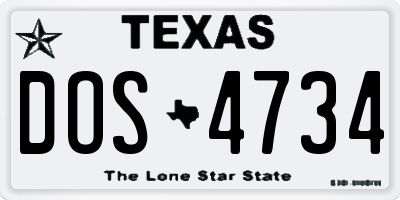 TX license plate DOS4734