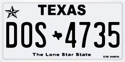 TX license plate DOS4735