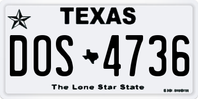 TX license plate DOS4736