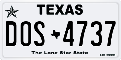 TX license plate DOS4737