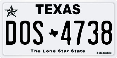 TX license plate DOS4738