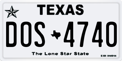TX license plate DOS4740