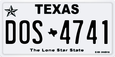 TX license plate DOS4741