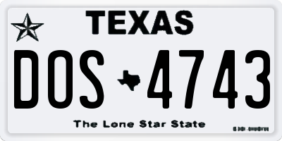 TX license plate DOS4743