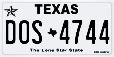 TX license plate DOS4744