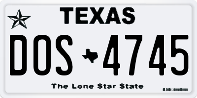 TX license plate DOS4745
