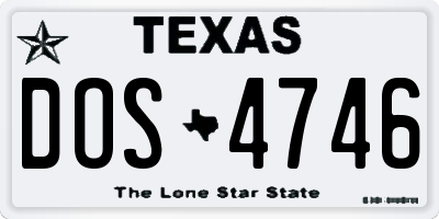 TX license plate DOS4746