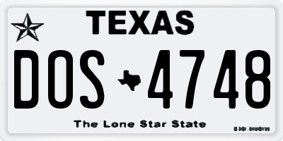 TX license plate DOS4748