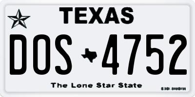 TX license plate DOS4752