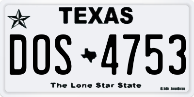 TX license plate DOS4753