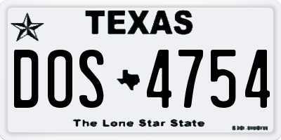 TX license plate DOS4754