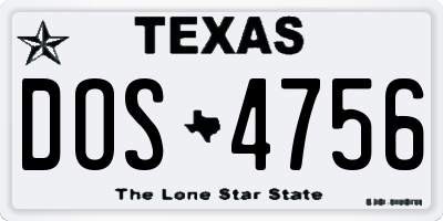 TX license plate DOS4756