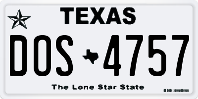TX license plate DOS4757