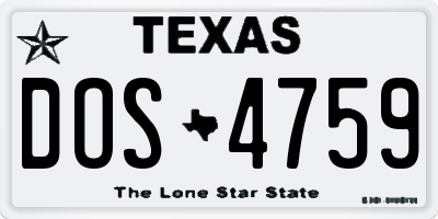 TX license plate DOS4759