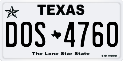 TX license plate DOS4760