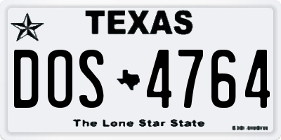 TX license plate DOS4764