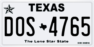 TX license plate DOS4765