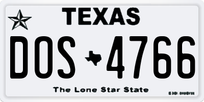 TX license plate DOS4766