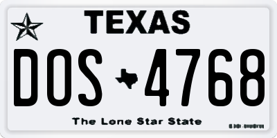 TX license plate DOS4768