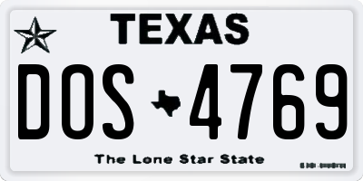 TX license plate DOS4769