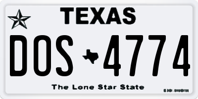 TX license plate DOS4774