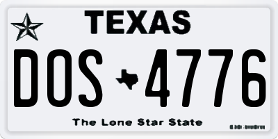 TX license plate DOS4776