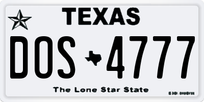 TX license plate DOS4777