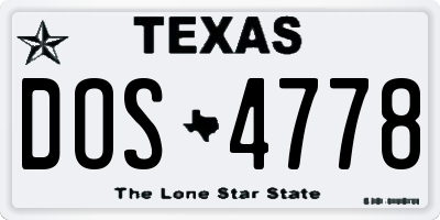 TX license plate DOS4778
