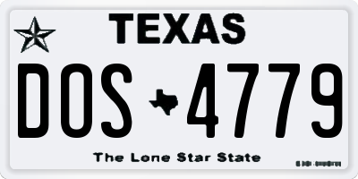 TX license plate DOS4779