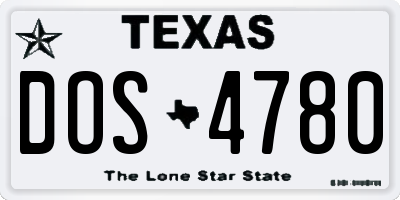 TX license plate DOS4780