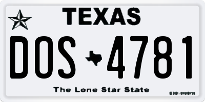 TX license plate DOS4781