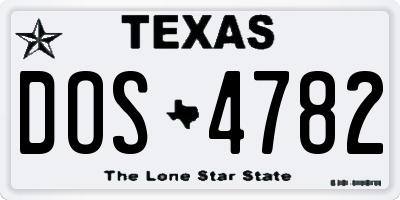 TX license plate DOS4782