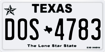 TX license plate DOS4783