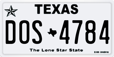 TX license plate DOS4784