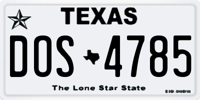 TX license plate DOS4785