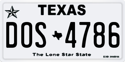 TX license plate DOS4786