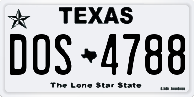 TX license plate DOS4788