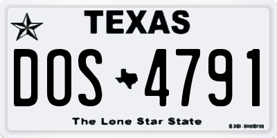 TX license plate DOS4791