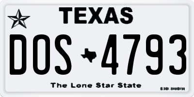 TX license plate DOS4793