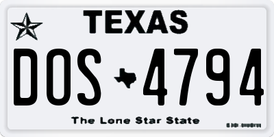 TX license plate DOS4794