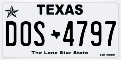 TX license plate DOS4797