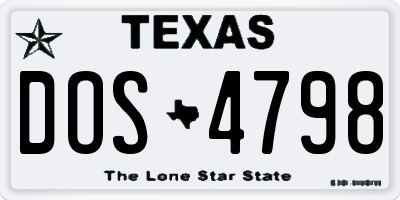 TX license plate DOS4798