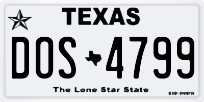 TX license plate DOS4799