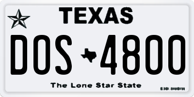 TX license plate DOS4800